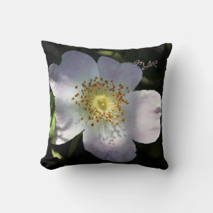 Rosa Canina, Dog Rose with Monogram Throw Pillow