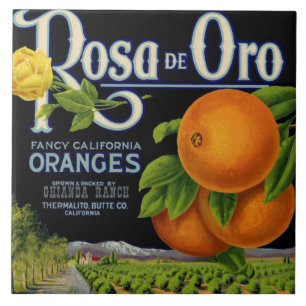 Rosa de Oro Orange Crate Label Tile