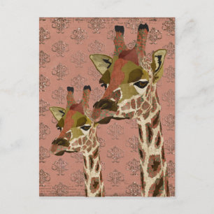 Rosa Giraffes Glitzy  Postcard