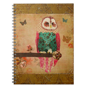 Rosa Owl Gold Notebook
