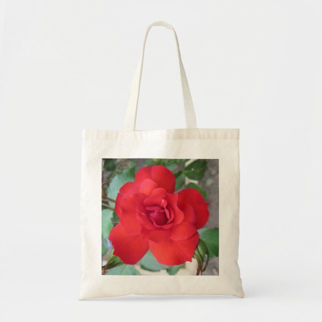 Rosa Roja Flor Tote Bag (Front)