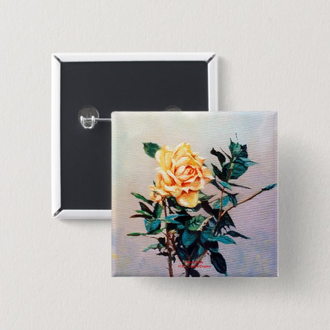 Rosa/Rose 2 Inch Square Button (Front & Back)