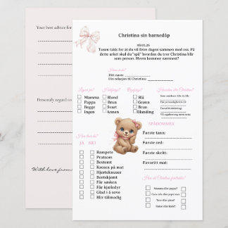 Rosa Ruban cartes de voyance pour baptême/baby sho