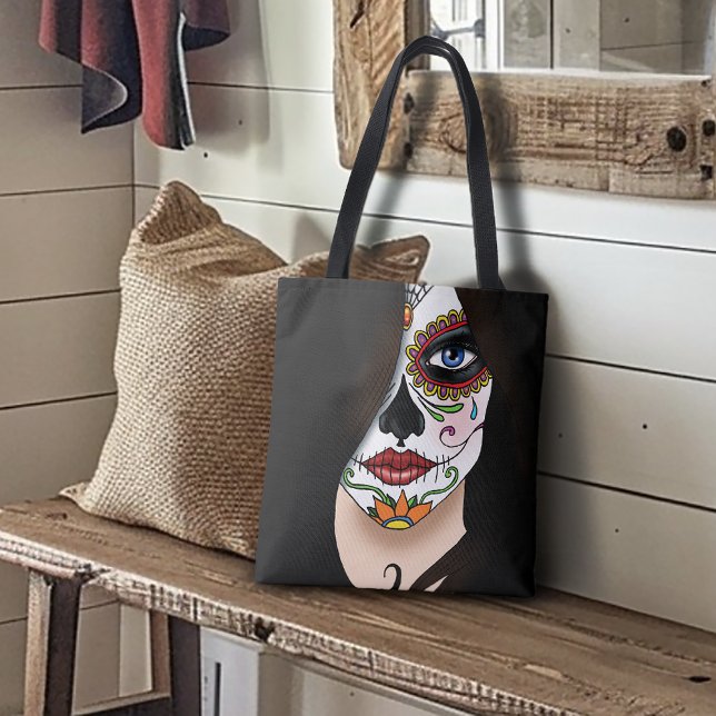 Rosa Sugar Skull Portrait Tote Bag (Creator Uploaded)