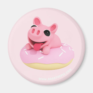 Rosa the Pig in a Donut Magnet