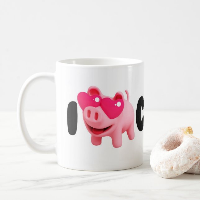 Rosa the Pig Love Coffee so much! Coffee Mug (With Donut)
