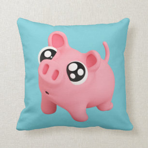 Rosa the Pig Puppy Eyes Throw Pillow