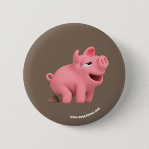 Rosa the Pig takes a Poop 2 Inch Round Button