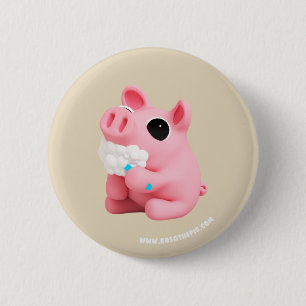 Rosa the Pig Tooth Brushing 2 Inch Round Button