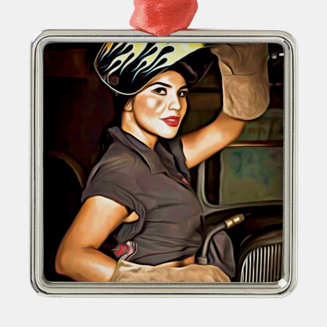 Rosa-the-welder Metal Ornament (Front)