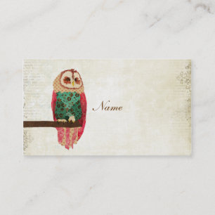 Rosa Vintage Owl Business Card/Tags Card