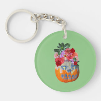 Rosabella Floral Pumpkin  Keychain