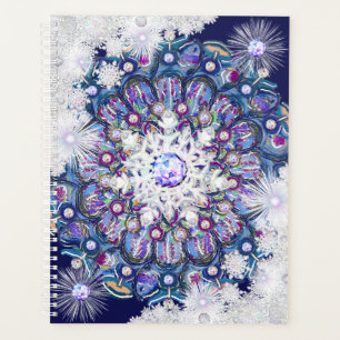 Rosace bleue et flocon de neige