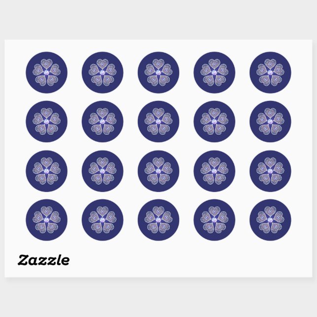 Rosace blue or red for baby&child classic round sticker (Sheet)