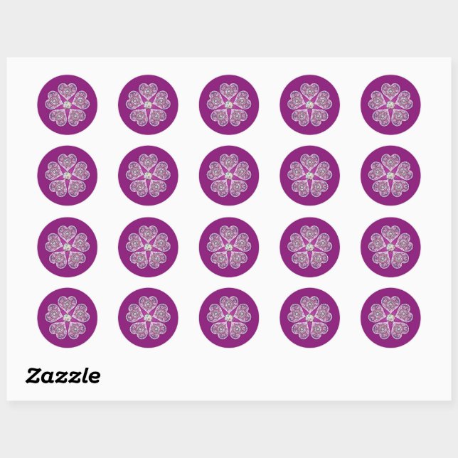 Rosace blue or red for baby&child classic round sticker (Sheet)