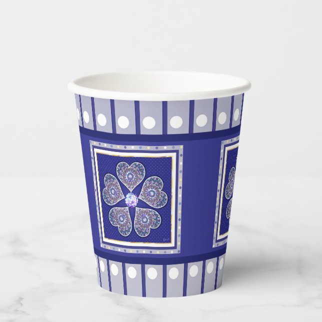 Rosace blue or red for baby&child paper cups (Front)