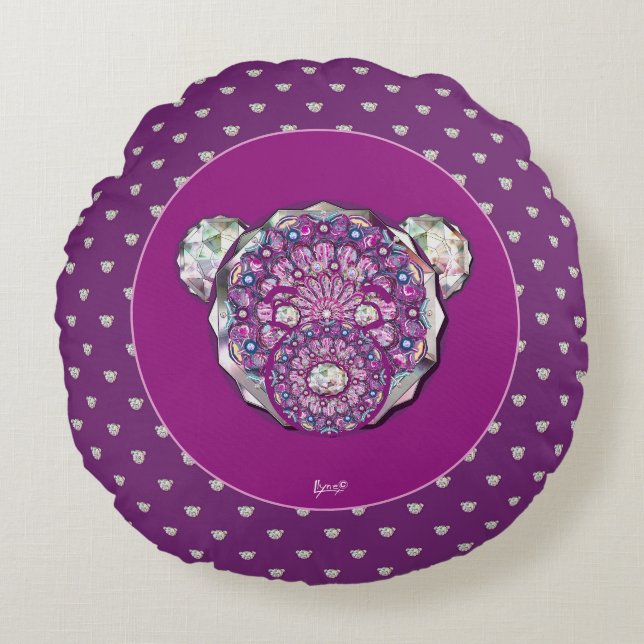 Rosace blue or red for baby&child round pillow (Front)