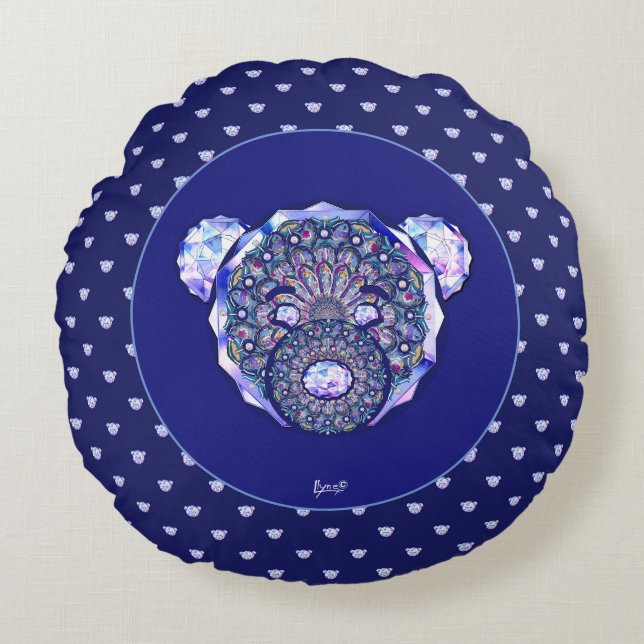 Rosace blue or red for baby&child round pillow (Front)