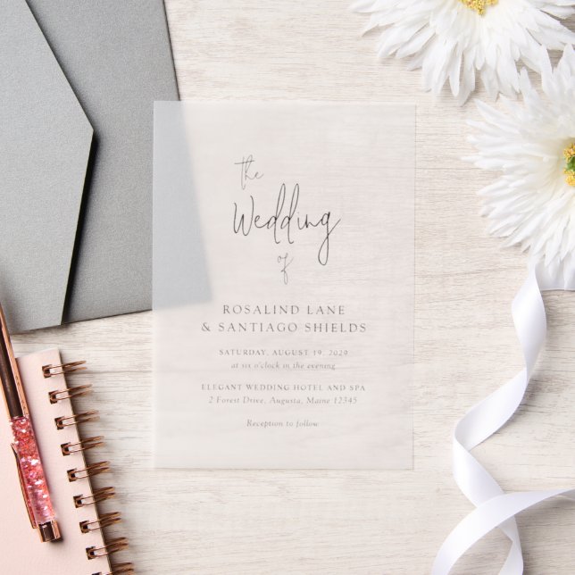 Rosalind Modern Typography Elegant Wedding Vellum Invitations (Wedding)