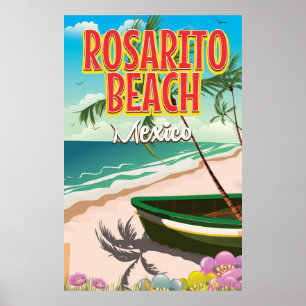 Rosarito Beach Mexican travel poster