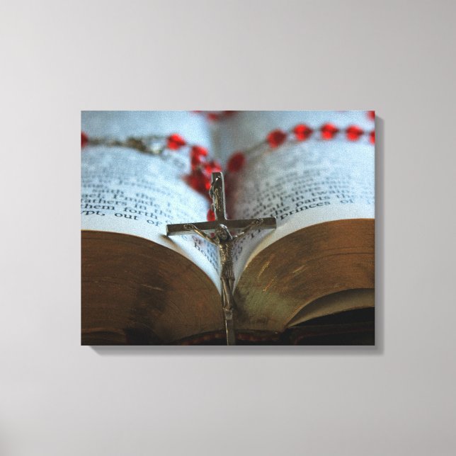 Rosary and Bible 1 Canvas Print (Front)