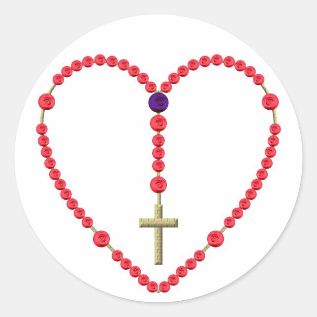 Rosary (Red and Blue Roses) Classic Round Sticker (Front)