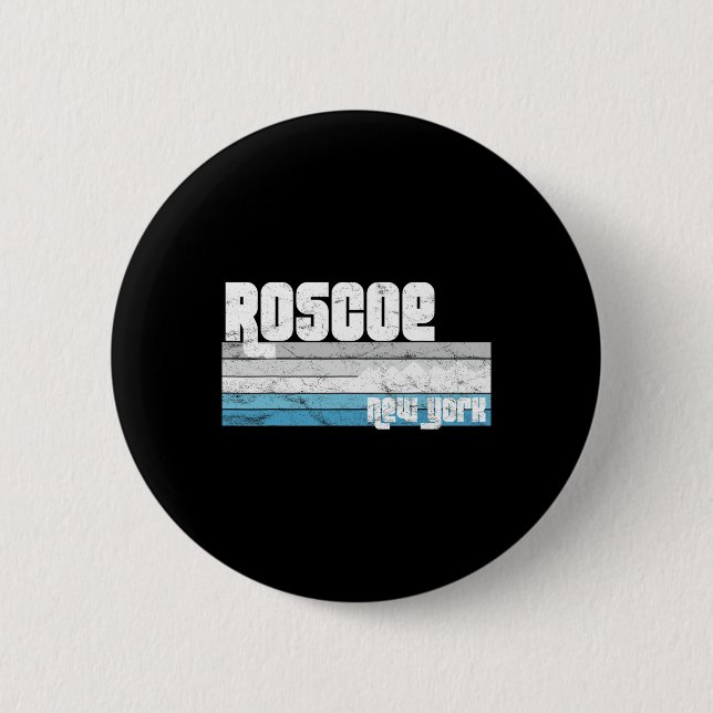 Roscoe New York Ny Retro Vacation Skiing Hiking Sn 2 Inch Round Button (Front)