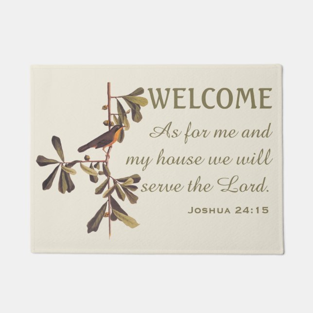 Roscoe's Yellowthroat Bird and Bible Verse Doormat (Front)