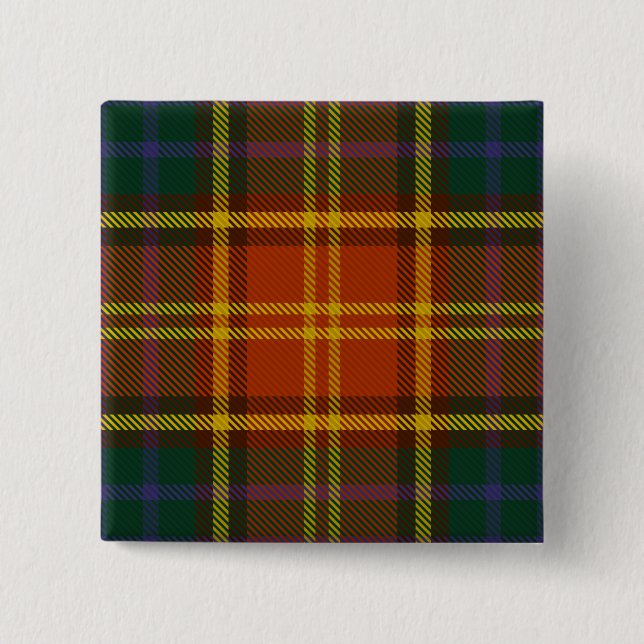 Roscommon County Irish Tartan 2 Inch Square Button (Front)
