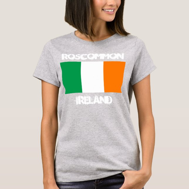 Roscommon, Ireland with Irish flag T-Shirt (Front)