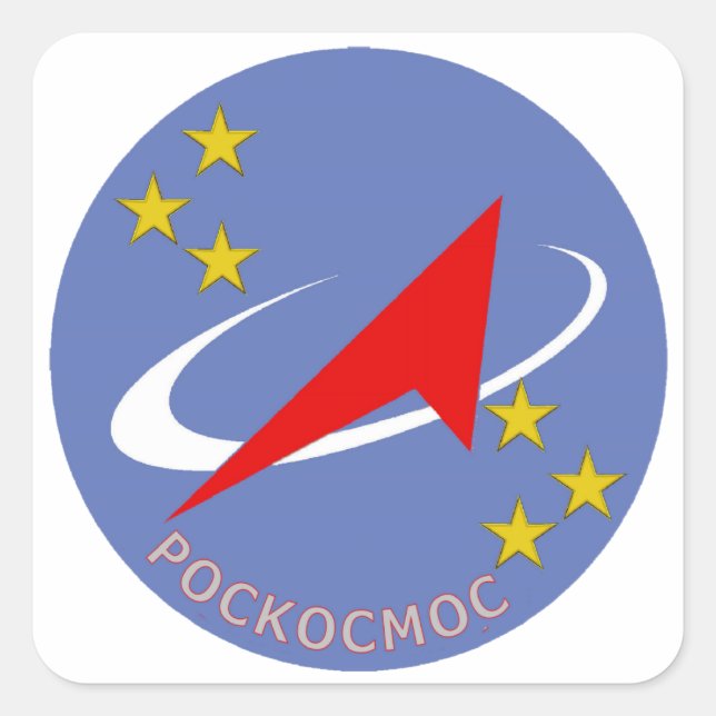 Roscosmos Flight Logo Round Square Sticker (Front)