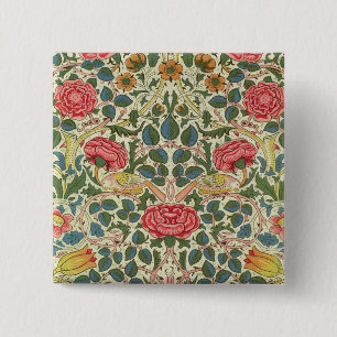 'Rose', 1883 (printed cotton) 2 Inch Square Button