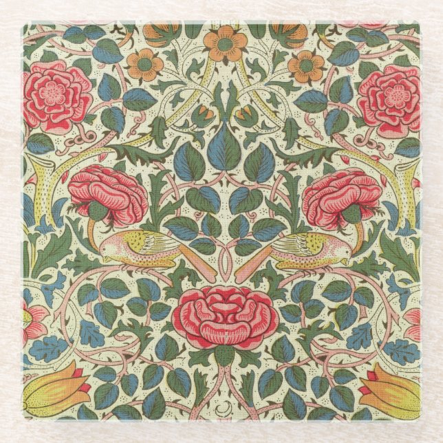 'Rose', 1883 (printed cotton) Glass Coaster (Front)