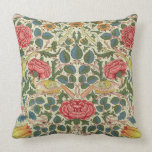 'Rose', 1883 (printed cotton) Throw Pillow<br><div class="desc">Image:27862  'Rose',  1883 (printed cotton). Morris,  William (1834-96). Private Collection.  Art,  Fine Art.</div>