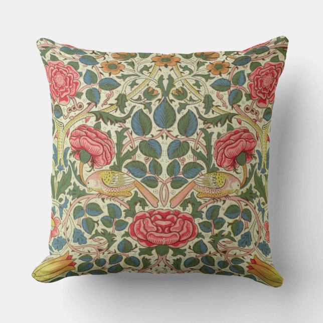 'Rose', 1883 (printed cotton) Throw Pillow (Front)