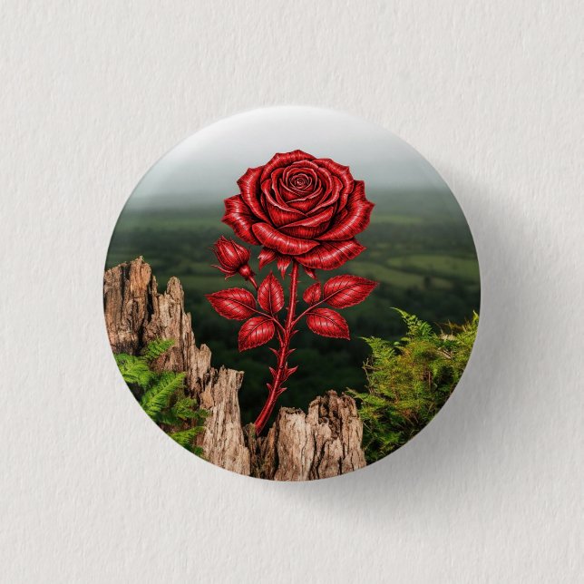 Rose  1 inch round button (Front)