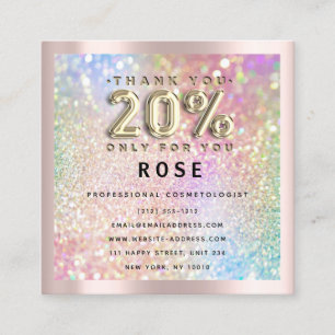 Rose 20% Off Discount Logo Holograph Glitter Gold Appointment Card