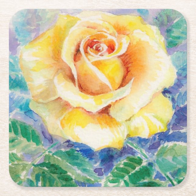 Rose 2 square paper coaster (Front)