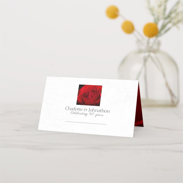 Rose 40th ruby anniversary placecards (Front)