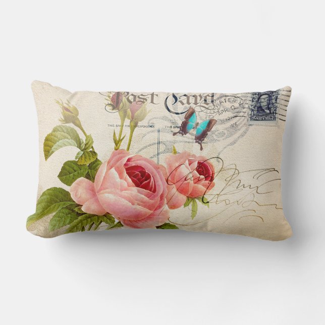 Rose (4) Lumbar 13" x 21" Lumbar Pillow (Front)