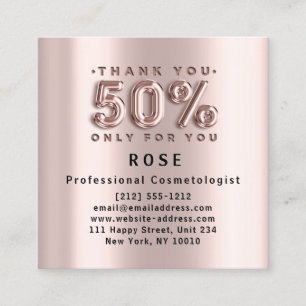 Rose 50% Off Discount Logo Hair Gold Pink Metallic Appointment Card