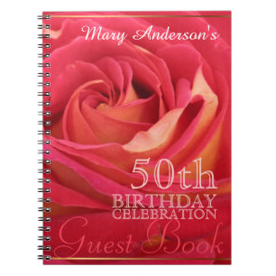 Rose 50th Birthday Celebration Custom Guest Book