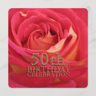Rose 50th Birthday Celebration Custom Invitation