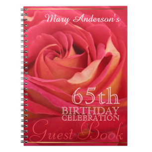 Rose 65th Birthday Celebration Custom Guest Book