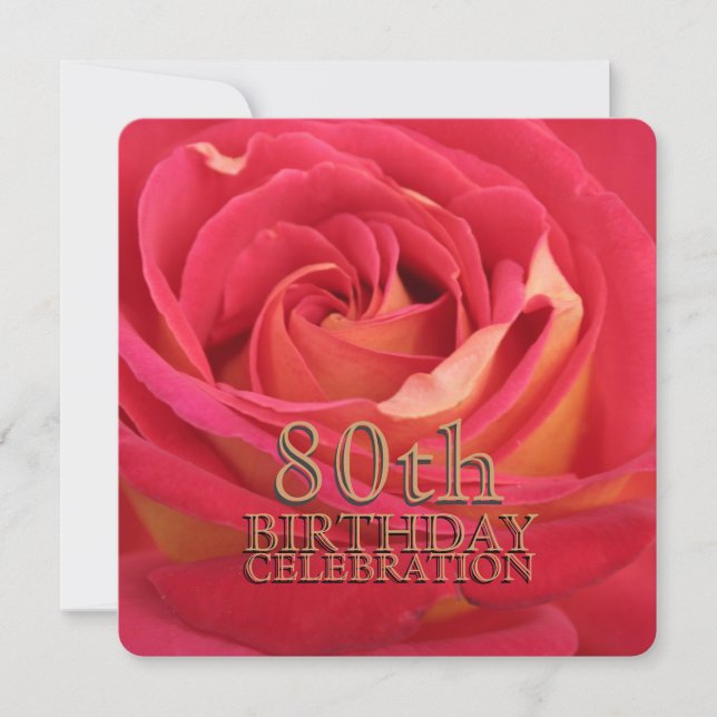 Rose 80th Birthday Celebration Custom Invitation (Front)