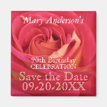 Rose 90th Birthday Celebrate Save the date magnet