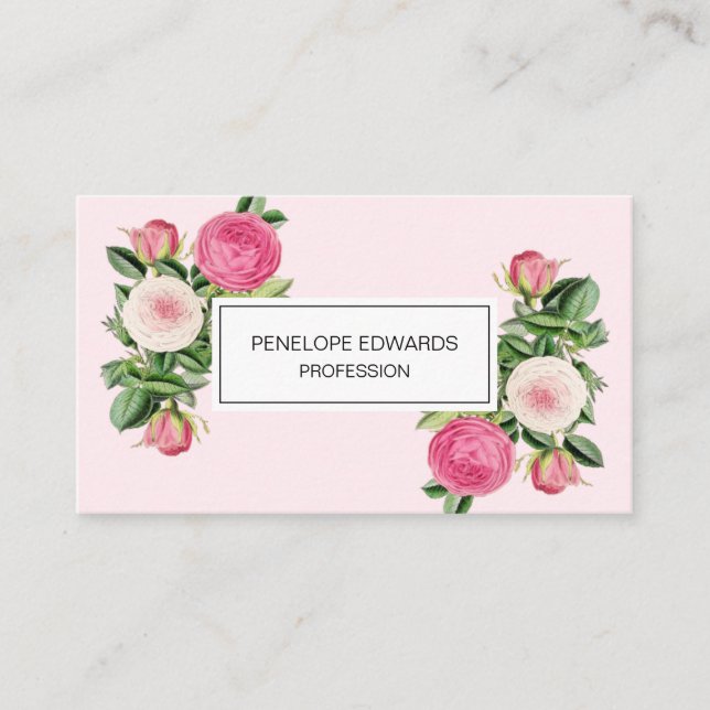 Rose à fleurs rose tendance et carte de visite élé (Devant)