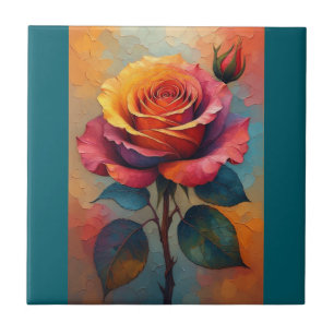Rose Abstract Art Tile