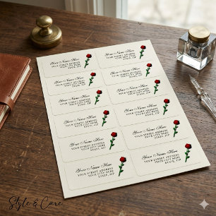 Rose Accent Address Labels for Invitations