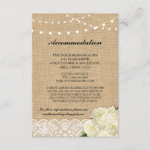 Rose Accommodation Burlap Lights Wedding Cards